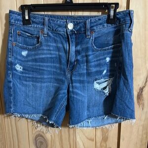 American Eagle Distressed Blue Denim Cutoff Shorts